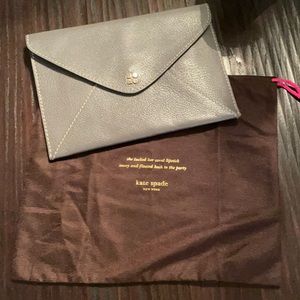 Kate Spade grey leather envelope clutch